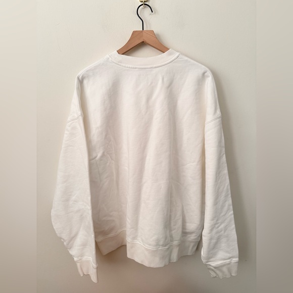 NWT Anine Bing MILES SWEATSHIRT FRAMED MONOGRAM white size large - Picture 6 of 7